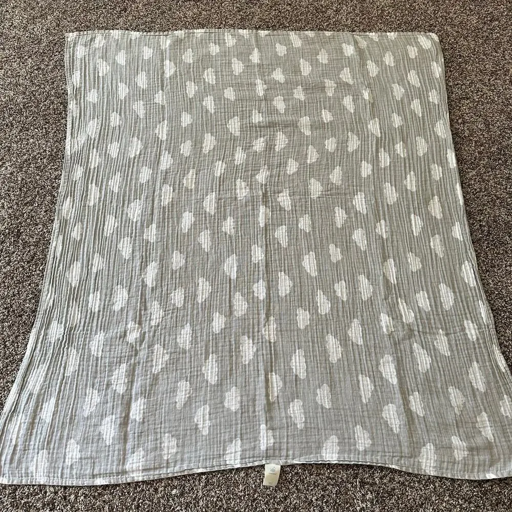 Cloud Island gray clouds muslin swaddle blanket HTF